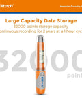 Go-To RC-51H USB Temperature Data Logger Reusable Digital Recorder For Medical Refrigerators And Food Cold Chain, Programmable Thermometer Monitor With 32000 Data Points, High Accuracy, Quick PDF Export Without Software. Orange USB logger with 32000 points