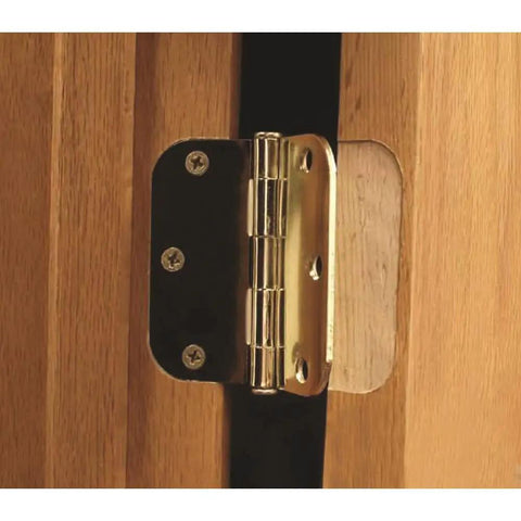 Hinge Mate 300 Door Hinge Installation Kit with Latch and Strike Plate Templates for Doors and Jambs installed on wooden door