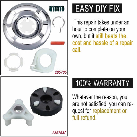DIY Washer Repair Kit With 285753A Motor Coupling And 285785 Clutch Kit For Whirlpool And Kenmore Washers, Replaces 285331 3351342 3946794 3951311 AP3094537, Complete Replacement Set For Smoother, Quieter Home Laundry, clutch and coupling parts