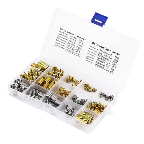 116 Piece Self Tapping Threaded Inserts And Wire Thread Inserts Assortment Kit For M3 M4 M5 M6 M8 M10 Helical Type Thread Reinforcement In Automotive Repair And DIY Projects in organizer case