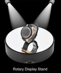 Mirror Surface Motorized Turntable Display Stand With 360 Degree Rotary Motion And Adjustable Speed showcasing a wristwatch.