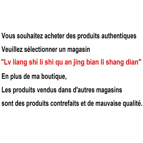 French text warning against counterfeit products and promoting authentic purchasing options.