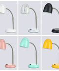 Sleek Marble Desk Lamp With Flexible Gooseneck Neck E26 LED Compatible Metal Build And Soft Glare Free Reading Light That Hits Different For Bedroom Study Or Office Desk Vibe, displayed in various colors.
