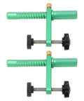 Two Pack 19mm Quick Release Bench Clamps For Woodworking with green metal finish, fast acting hold down shop tool