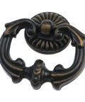 Vintage Antique Bronze Cabinet Pulls With French Provincial Style Single Hole Ring Handles For Drawers Dresser Wardrobe Cupboard Zinc Alloy Distressed Antique Brass Finish Durable Rust Resistant Hardware