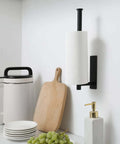 Under Cabinet Paper Towel Holder For Kitchen And Bathroom Wall Mounted Matte Black SUS304 Stainless Steel Roll Rack Installed