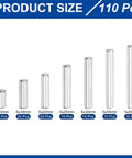 All Purpose Dowel Pin Set Kit, 110 Pieces, 7 Sizes In 304 Stainless Steel, Durable Rust Resistant Pins For Shelves, Cabinets, And DIY Friendly Fastening Projects, Assortment Pack In Silver. 5x10-5x40mm