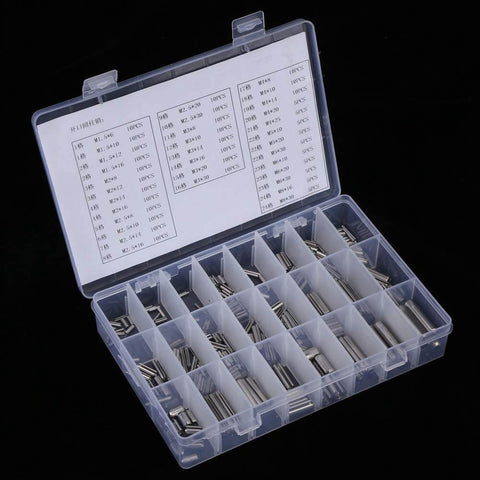 Heavy Duty 280Pcs Stainless Steel Roll Pin Set With Slotted Pins Assortment Kit M1.5 To M8 In Durable Plastic Box