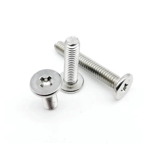 Premium Pack Of Ultra Thin Super Low Flat Head Phillips Screws Made From A2-70 304 Stainless Steel showing M2x6 sizes with slick finish.