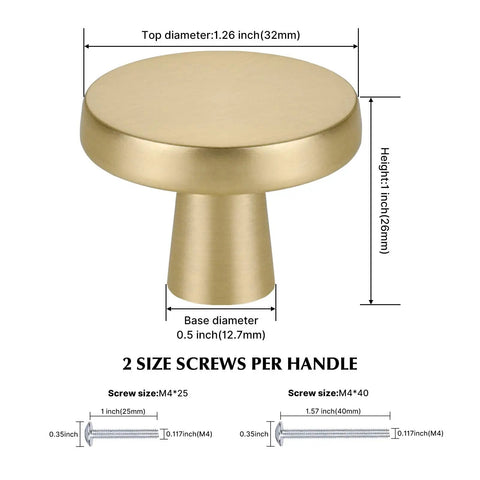 Brushed Gold Round Cabinet Knobs 20 Pack Zinc Alloy Brass Kitchen Cabinet Hardware For Dresser Drawers And Cabinets Premium Gold Tone Pulls With Classic Modern Luxury Finish