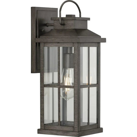 Williamston Collection One Light Outdoor Wall Lantern in Antique Pewter Finish, clear glass, 18 inches high, wet rated