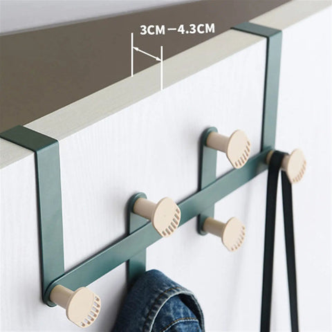 Slick Wall Mounted Coat Hooks And Door Hanging Multi Rack Heavy Duty Storage Easy Peasy Setup For Bedrooms Bathrooms Closets, size 35.5 x 4.9 x 15 cm, showing hooks on a door.