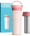 Portable Stainless Steel Breast Milk Chiller Keeps Bottles Chill For Up To Twenty Three Hours with pink exterior and stainless steel inner.