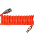 Badass Retractable Pneumatic Air Compressor Hose Got Quick Couplers Fits Garage Workshop Tools 3 Meter Polyurethane Spring Tube Tangle Free Smooth Flow Orange Heavy Duty Flexibility Great For Home And Pros Daily Use Now. Orange retractable air compressor hose with quick couplers, 3 m polyurethane coil