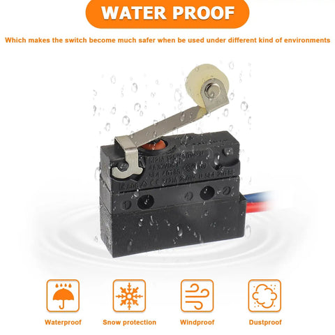 Waterproof Two Pack Micro Limit Switches With Roller Lever Arm SPDT 1NO 1NC Pre Wired 3 Pin 6A At 12V DC Or 5A At 250V AC