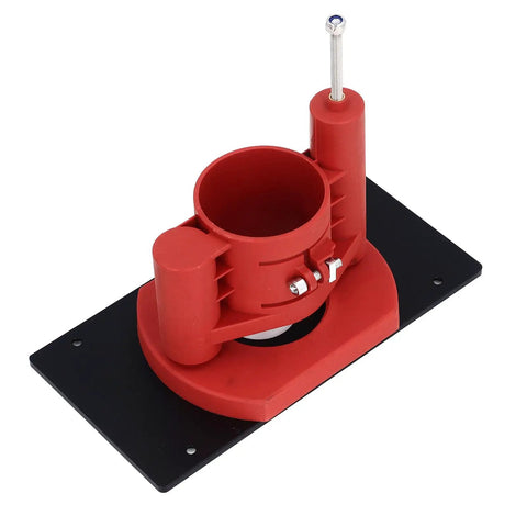 Router Lift Base Kit Slick Flip Tray Insert Plate Polished Abs Body Stainless Steel Spindle showing red base design.