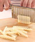 Two-pack stainless steel crinkle cutter with wavy blade for fries and vegetables