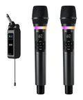 Dual Wireless Karaoke Microphone Set With Rechargeable Receiver, 2.4GHz Handheld Mics with Echo, Mute, Treble, Bass Controls