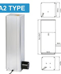 Powerful Beefed-Up Electric Linear Actuator With Remote Controller For Precise Lifting And Positioning, A2 type dimensions shown.