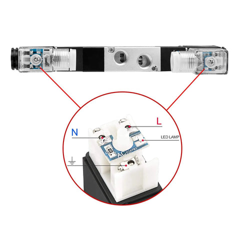 Go-To Electrical Pneumatic Solenoid Valve 4V230-08C 220VAC PT1/4 internal view with LED components