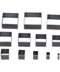 Leather Punch Tool Set With 12 Square Cutting Die Sizes From 5mm To 60mm for DIY leather crafting projects, alloy steel dies shown.
