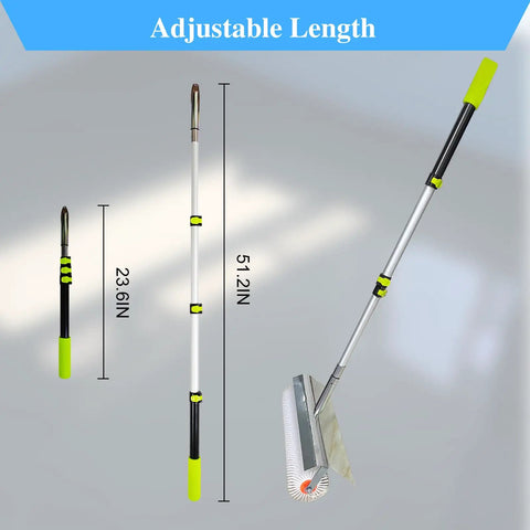 20 Inch Spiked Roller Kit With Adjustable Handle, shown extending from 23.6 to 51.2 inches for easy use on floors.