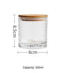 Top Shelf Pantry Game Changer Clear Glass Storage Jar securely sealed for coffee beans, 250ml, 8.5cm tall, 8cm wide.