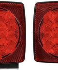 Red square 12V LED Submersible Trailer Lights Left and Right for Boat Trailer Under 80 Inch Wide Truck and RV Multi Function Stop