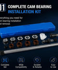 Beefed-Up Engine Cam Bearing Installation And Removal Tool Kit With 1-1/8 To 2-2/3 Inch Adapter, tools and blue case