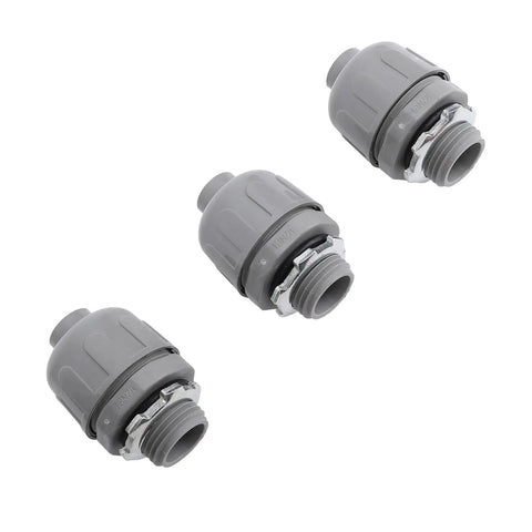 Three Beast Mode 20 Pack Nylon 6 Liquid Tight Connector Set gray connectors used for sealing cables in wet locations.