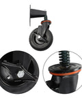 Heavy Duty Gate Caster Wheels With Adjustable Side Brake Built Tough Rolling Gate Hardware Smooth Riding 8 Inch Heavy Lifter Swivel Rollers For Tilt Resistant Fences Pack Of Two mounted on a sturdy frame.