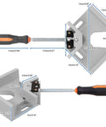 Heavy Duty Corner Clamp 4 Pack 90 Degree Right Angle Clamp With Adjustable Aluminum Alloy Swing Jaw and Single Handle measurements