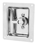 Foldable T Handle Latch Built Hella Tough For Truck Toolboxes And Camper Vans Rock Solid Stainless Polish latch close-up, shiny finish.