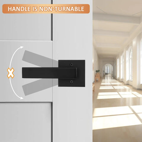 Pack Of 2 Black Dummy Door Levers For Closets And French Doors Square NonTurning Pull Handles Surface Mounted Easy Install SingleSide Operation Matte Finish Durable Build For Interior Doors black lever on white interior door