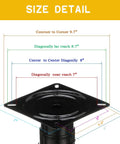 Adjustable Boat Seat Pedestal 11.5 to 17.5 Inches, Black Powder Coat, Non-Rotating Mount Built for Custom Height Seating, Works With Standard Seat Swivels for 360 Degree Rotation, Durable Marine Hardware base size detail