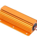 Beefy 200W 4R High Power Aluminum Housing Resistor For Industrial Equipment With Mounting Holes Heavy Duty Power Resistor For Power Supplies And Industrial Electronics Durable Component For Demanding Applications, orange finned resistor with mounting holes