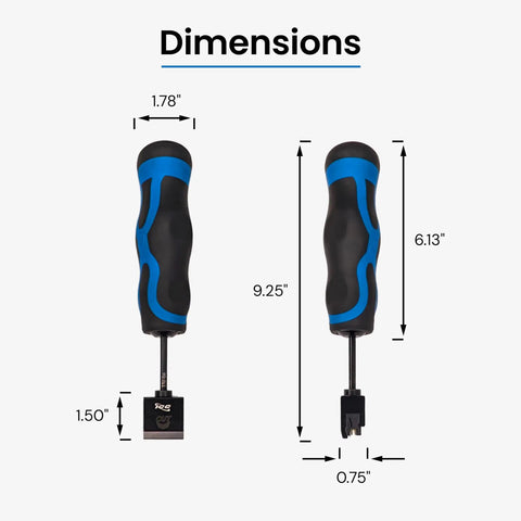 Heavy Duty 110 Punch Down Tool For Four Pair Network Cables And Wiring Blocks With Comfortable Anti Slip Grip dimensions shown.