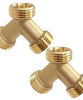 Brass 3/4 Inch GHT Male Y Shaped Connector For Steam Dryer And Washer Hoses Pack Of 2 No Fuss Water Splitter