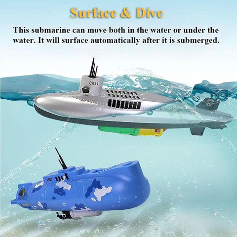 Electric Submarine Bath Toy For Kids, Cool Military Submarine Model That Floats And Dives In Bathtub Or Pool underwater view