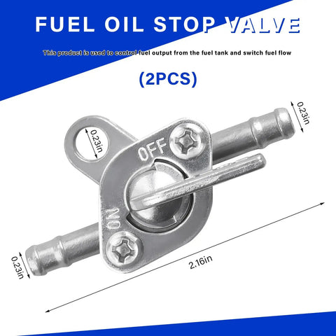 Set Of Two Premium Inline Fuel Shut Off Valve One Quarter Inch Thread Gas Petcock Switch For Dirt Bike Scooter Atv, 2.16 inches long, zinc alloy.