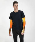 Ice Silk Arm Sleeves For Outdoor Use Moisture Wicking Breathable Long Sleeve With Thumb Hole Custom Pattern Yacht Style Lake Michigan Sunset Nautical Vibe For Summer Activities worn by model