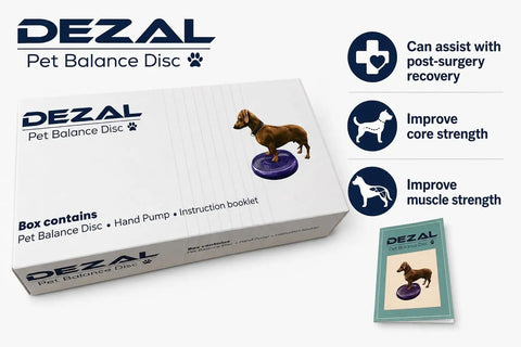 Balance Disc Cushion 14 Inch For Dogs With Pump And 2 Rehab Exercises Anti Burst Portable Dog Therapy Disk packaging