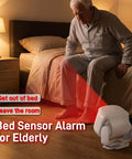 Elderly man with Motion Sensor Door Bell Chime For Business And Retail, Wireless Portable Door Sensor Alarm with 36 Ringtones in bedroom