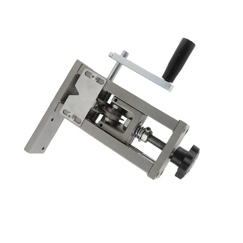 PowerUp Wire Stripping Machine For Cars And Trucks Easy Install Electric Manual Hand Crank Drill Powered cable peeler in silver metal.