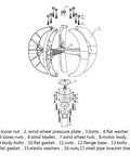 Vertical Axis Wind Turbine Generator Kit 200 Watt 24 Volt parts diagram showing components and assembly details for off grid setup.