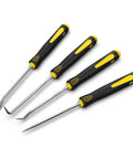 4 Piece Hook And Pick Set For Automotive And Home Repairs With Ergonomic Handles, Shop Grade Quality, Handy For Tackling Tight Spots, Includes Straight Pick Full Hook 90 Degree Hook And 135 Degree Hook, Great For O Ring Tasks, stainless steel, 6.5 in