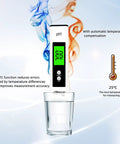 High Accuracy Digital PH Meter For Home Water Testing 0 To 14 PH Range With ATC displayed in water with temperature gauge
