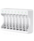Beast 8 Bay Battery Charger For NiMH NiCD AA And AAA Batteries With USB C Fast Charging, showing empty independent slots
