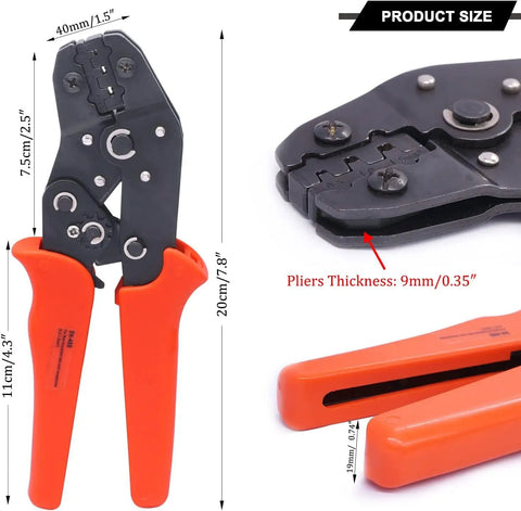 Heavy Duty Wire Crimping Pliers With Ratchet For Open Barrel Terminals, Insulated Grips, 26-16 AMG High Carbon Steel, SN-48B