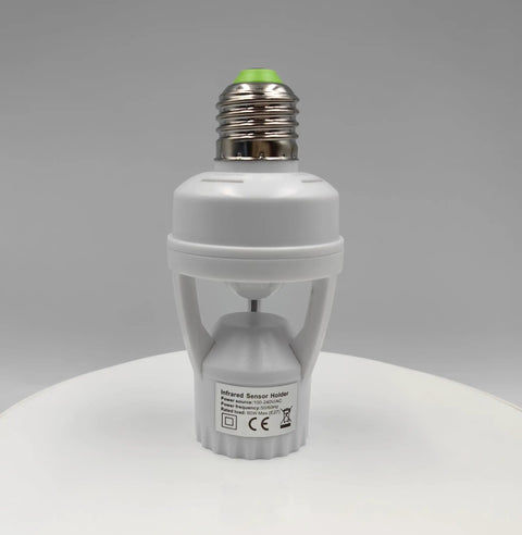 Infrared Motion Sensor Light Socket With E26 E27 Screw In Adapter For Automatic Light Control Easy No Fuss Install And Adjustable Duration, white